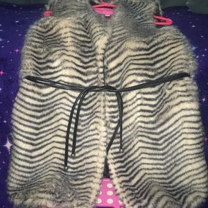 Black and white faux fur vest
